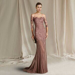 Dusty Rose Mermaid Formal Wedding Guest Dress